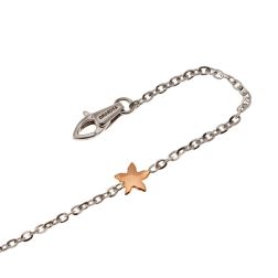 Anklet white gold chain with star and heart in rose gold