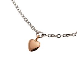 Cavigliera catena in Oro Bianco ciondoli Stella e Cuore in Oro Rosa