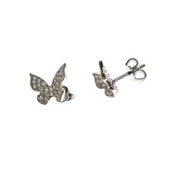 Flying Butterfly Earrings in White Gold and Diamonds