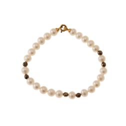 Fresh Water pearls bracelet with 18kt Yellow Gold clasp and Pyrites