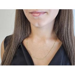 Photo of worn Necklace 50cm flat oval faceted grumetta chain 2.80mm - 2.60mm