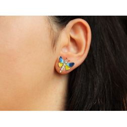 Earrings Butterfly Blue photo of worn