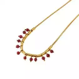 Collana con ciondoli Granati su catena coreana in Oro Giallo 18kt
