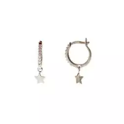 White Gold Lobe Hoops with Zircons and Star pendants