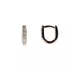 White Gold Mini Oval Lobe Hoops with Zircons