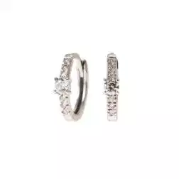Boccole a lobo Ovali in Oro Bianco con Zircone contornato