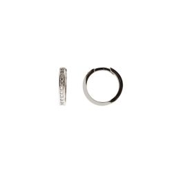 Boccole a lobo Tonde 1.4cm x 2.3mm Oro Bianco con Zirconi