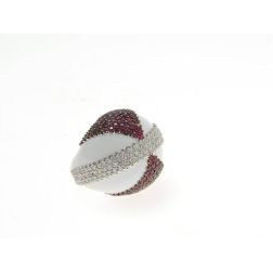 Ring Dome Rubies and Diamonds