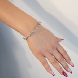 photo of worn White and Blu Diamond Rigid Tennis Bracelet