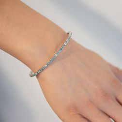 photo of worn White and Blu Diamond Rigid Tennis Bracelet