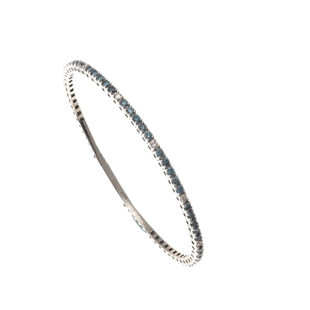 White and Blu Diamond Rigid Tennis Bracelet