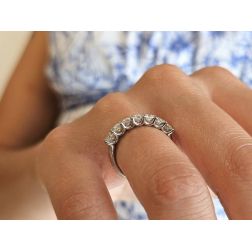 Photo of worn 7 Diamond Ring Suspended 0.923ct in PLATINUM