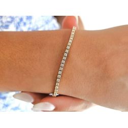 Bracciale Tennis Oro Rosa e Diamanti 16cm x 2.5mm foto indossata