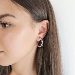 Photo of worn Hoop earrings with Diamonds and Rubies