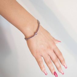 photo of worn Rhodolite Flowers Tennis Bracelet