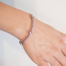 photo of worn Rhodolite Flowers Tennis Bracelet