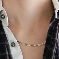 Photo of worn 50cm x 3.70mm Necklace 5+1 grumetta&traverse two-tone