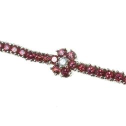 Rhodolite Flowers Tennis Bracelet