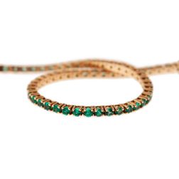 Bracciale Tennis Smeraldi Oro Rosa 16cm x 2,5mm