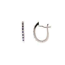 Oval Diamonds and Blue Sapphires Hoops