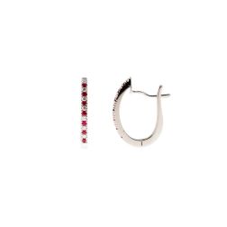 Oval Diamonds and Rubies Hoops