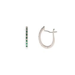 Oval Diamonds and Emeralds Hoops