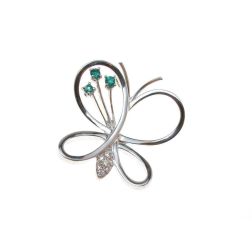 Butterfly Necklace 3 Emeralds