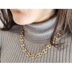 Photo of worn Navy chain Necklace 51cm x 12.30mm