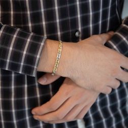 Bracciale 3+1 pernice & tigre bicolore 20,50cm x 5,20mm foto indossata