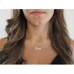 Photo of worn Silver Necklace with name LISA