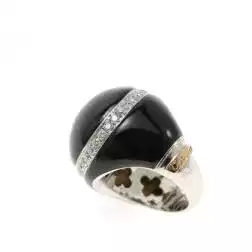 Ring Black Dome and Diamonds