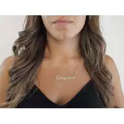 photo of worn Silver Necklace with name ANGELICA