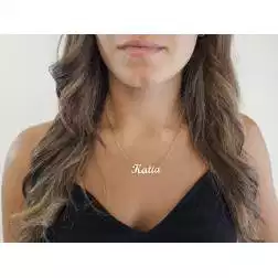 photo of worn Silver Necklace with name KATIA