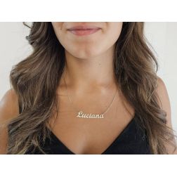 photo of worn Silver Necklace with name LUCIANA