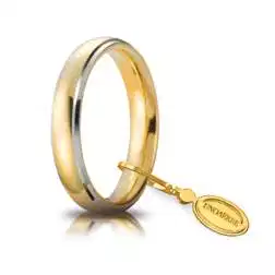 Fede Comoda 4 mm Oro Giallo con bordi bianchi Rodiati UNOAERRE