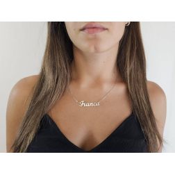 photo of worn Silver Necklace with name FRANCA