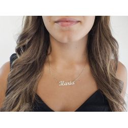 photo of worn Silver Necklace with name ILARIA