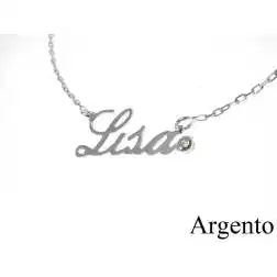 Collana Nome LISA in Argento con zircone - Pezzo Unico