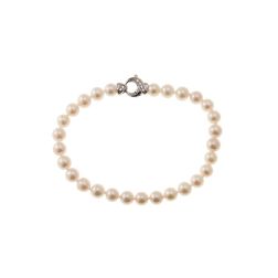 Akoya pearl bracelet with Diamonds on 18kt White Gold clasp