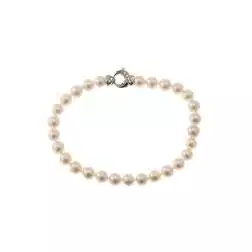 Bracciale Perle Akoya chiusura con Diamanti in Oro Bianco 18kt