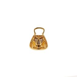 Yellow Gold Handbag Pendant with Mother-of-Pearl and Zircons