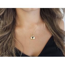 Photo of worn Yellow Gold Handbag Pendant with Mother-of-Pearl and Zircons