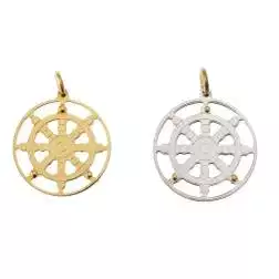 Ciondolo Timone Double-Face bicolore in Oro Giallo e Bianco