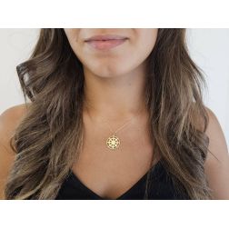 photo of worn Bicolor Yellow and White Gold Double-Face Rudder Pendant