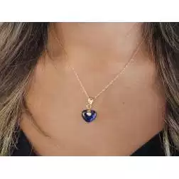 Ciondolo Cuore oro Giallo 18kt e Lapislazzulo foto indossata