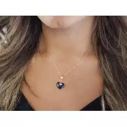 Ciondolo Cuore oro Giallo 18kt e Lapislazzulo foto indossata