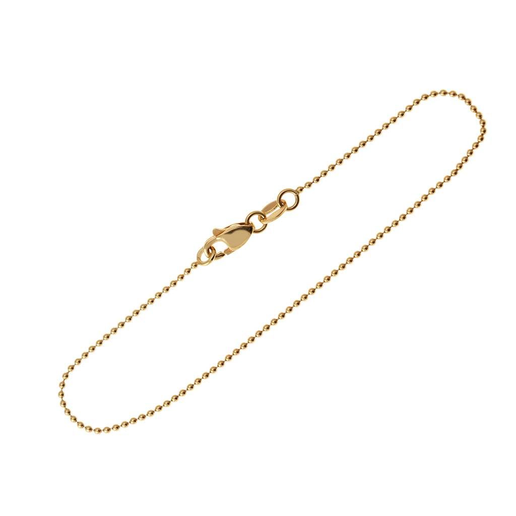 Bracciale palline oro giallo 19cm x 1,3mm chiusura moschettone