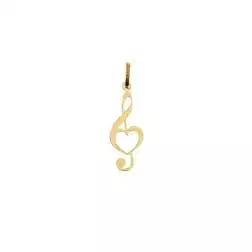 Ciondolo Chiave di Violino con Cuore Forato Oro Giallo
