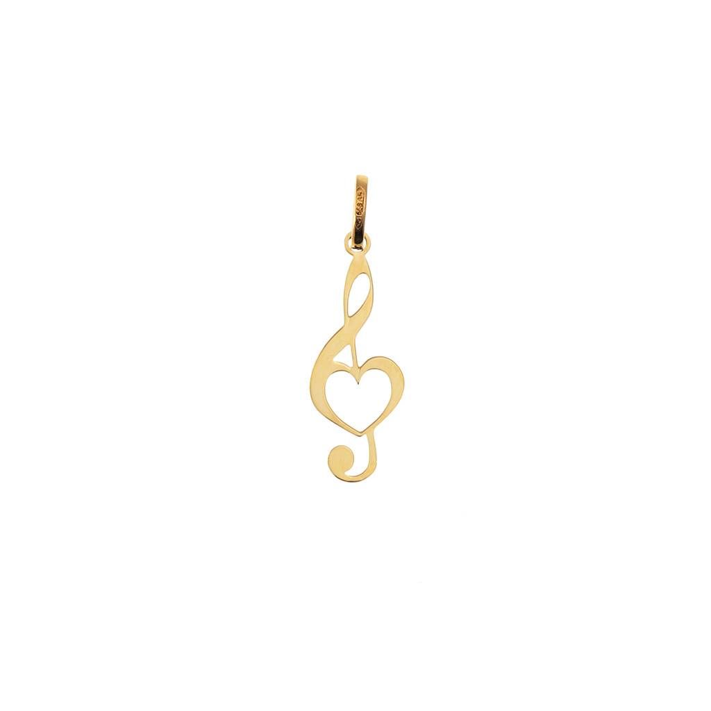 Ciondolo Chiave di Violino con Cuore Forato Oro Giallo