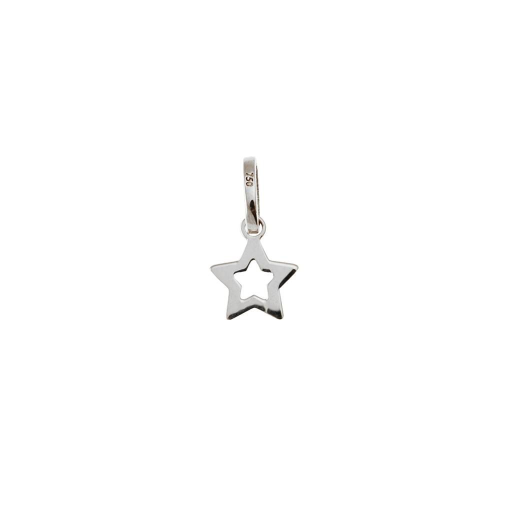 Small perforated star pendant in white gold 0,7mm